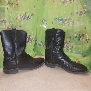 Classic Justin Black Leather Men's Boots